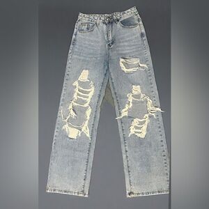 SHEIN Distressed Light Blue Jeans